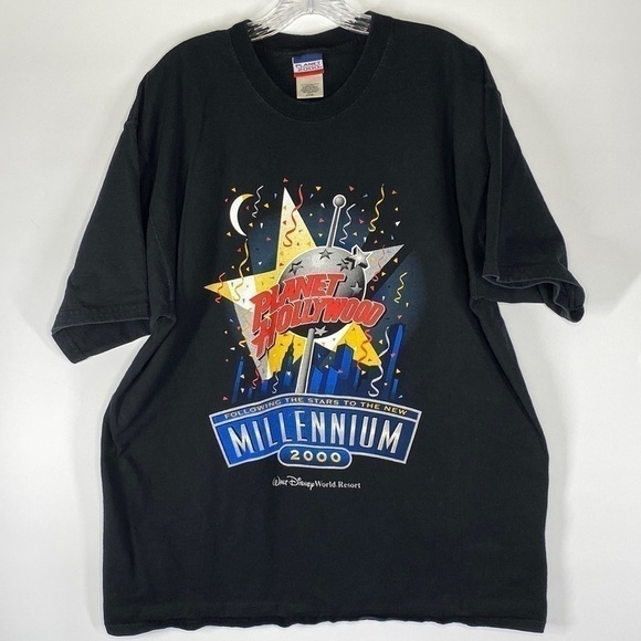 Vintage Planet Hollywood 2000 Millenium Y2K Black Tshirt Size XL - Picture 1 of 6